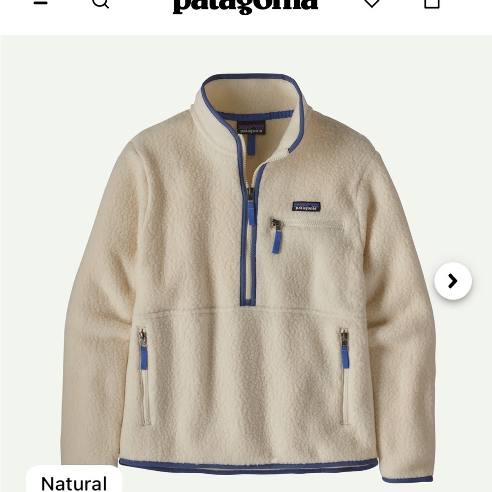 Patagonia Kids' Natural Fleece Hoodie with Blue Accents